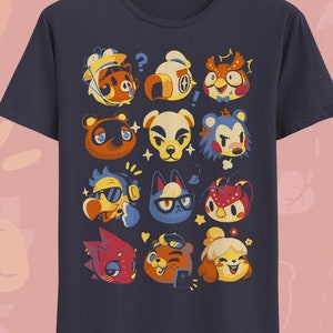 Villagers Mood Animal Crossing T-shirt - Låt oss ha kul med Tom Nook - Isabelle - Raymond - Marshall - Flick - Daisy mae - Blathers