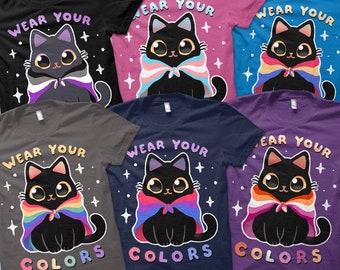 Pride Flags Cat LGBTQ t-shirt - Custom Flag - Gay - Lesbian - Trans - Bisexual - Asexual - Pansexual - Agender - Nonbinary
