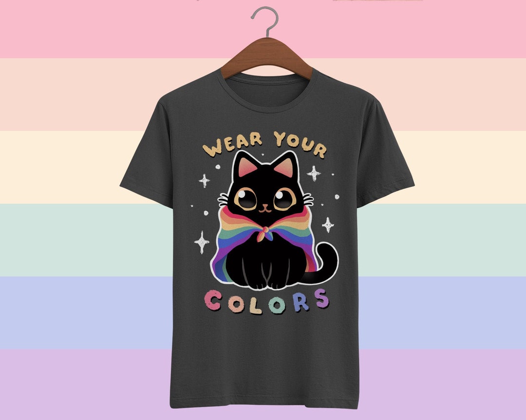 Pride Cat LGBT T-shirt Rainbow Flag Kawaii Gay - Etsy