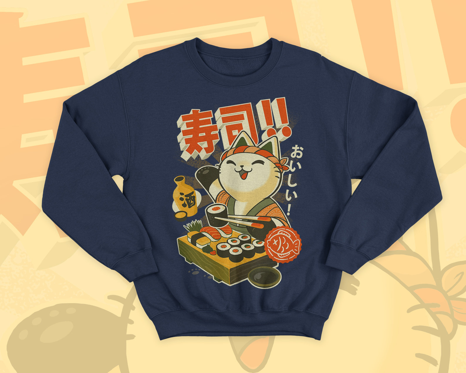 Cute Sushi Cat Japan Sweater Sushi and Ramen Foodies Sweatshirt Kawaii Neko Manga Anime Shirt Etsy Canada