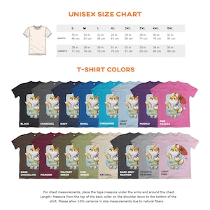 Puede incluir: Tabla de tallas de camiseta unisex con medidas en pulgadas y cent&iacute;metros. Las opciones de color de la camiseta incluyen negro, carb&oacute;n, azul marino, azul real, turquesa, azul claro, morado, rosa azalea, chocolate oscuro, marr&oacute;n, verde militar, verde kiwi, natural, gris oscuro jaspeado, gris deportivo jaspeado y rosa claro.