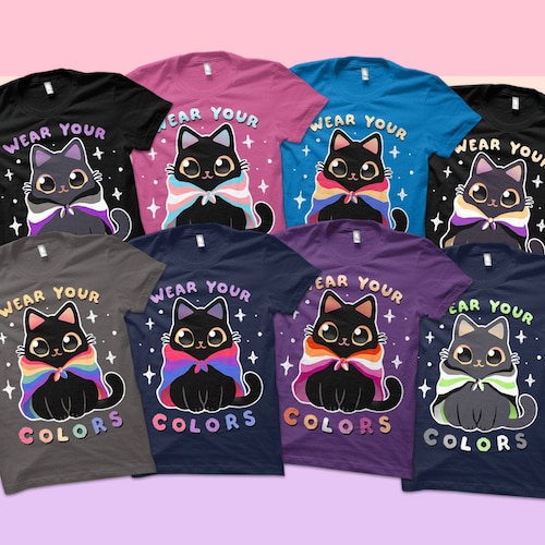 Pride Flags Cat LGBTQ t-shirt - Custom Flag - Gay - Lesbian - Trans - Bisexual - Asexual - Pansexual - Agender - Nonbinary