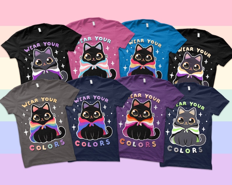 Pride Flags Cat LGBTQ t-shirt - Custom Flag - Gay - Lesbian - Trans - Bisexual - Asexual - Pansexual - Agender - Nonbinary