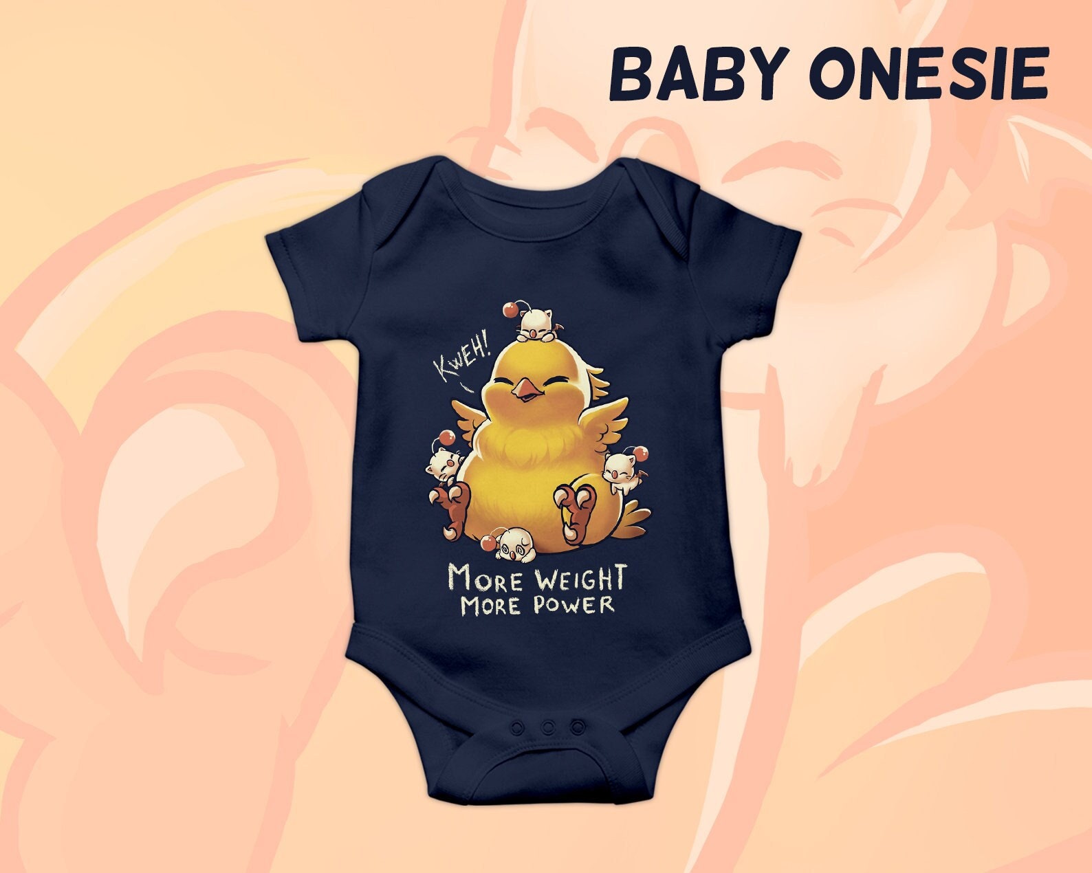 Fat chocobo Kids t-shirt - Final fantasy Baby Snapsuit - kawaii moogles