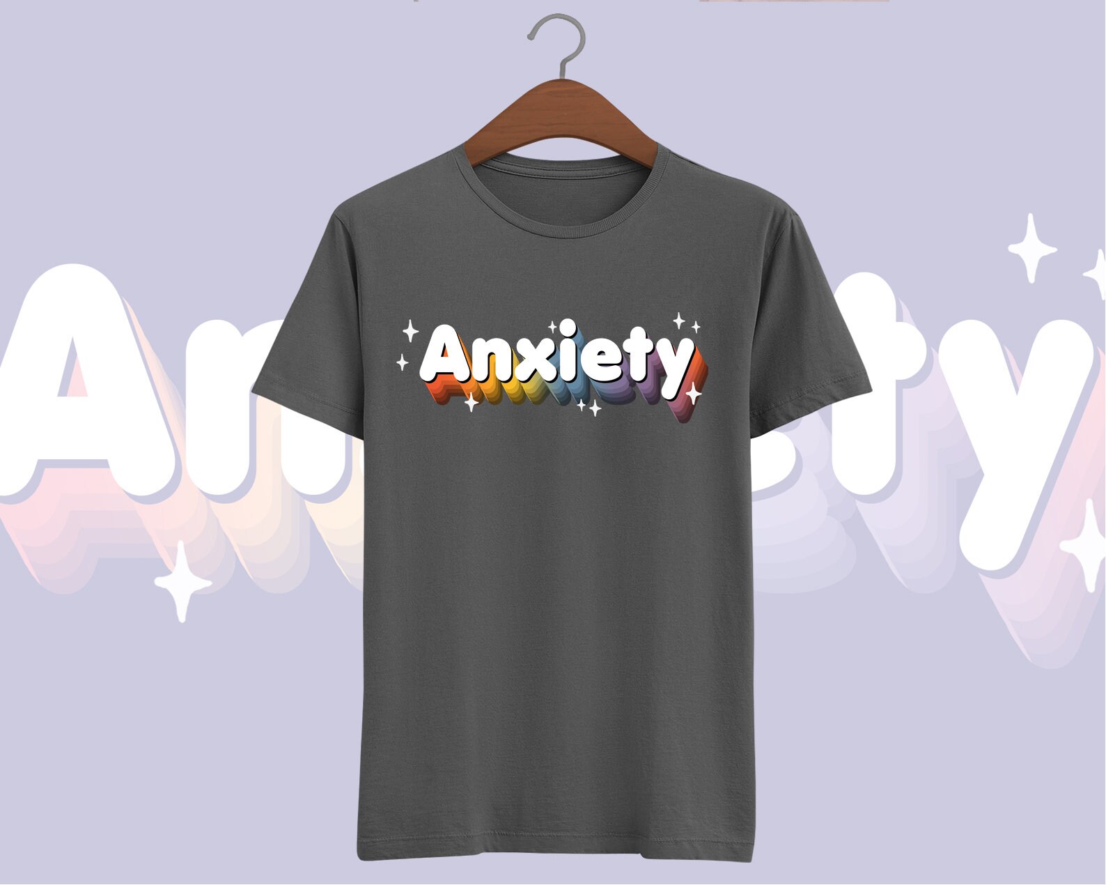 Anxiety T-shirt - Always Anxious - Mental Health Shirt - Kawaii Rainbow ...