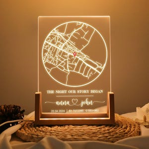 Veilleuse personnalisée avec plan des rues, carte de la constellation personnalisée, plaque acrylique carte du ciel nocturne, cadeau de mariage