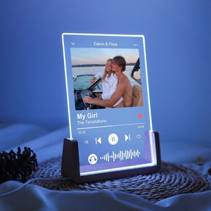 Placa de luz de noche con foto personalizada, placa de música con canción de pareja personalizada, luz de noche personalizada, regalo para amantes de la música, regalo del día de la madre, regalo para mamá