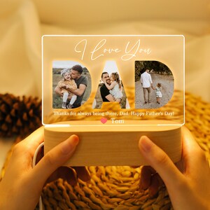 Veilleuse personnalisée avec photo d&#39;enfant papa, meilleur papa de tous les temps, cadeaux de fête des pères, cadeau pour papa, cadeau d&#39;anniversaire personnalisé pour papa, cadeau pour mari