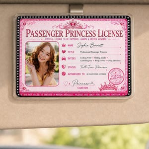 Personlig rolig bilvisirklämma passagerarprinsessklämma för par, passagerarprinsessklämma i akryl, söt biltillbehörspresent till henne