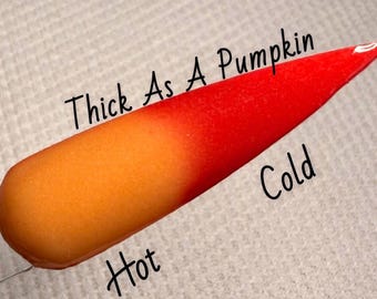 Thick As A Pumpkin Thermal Dip Powder, Fall Dip Powder for Nails, Glow Dip Powder, UV Charge Glow, Red To Orange Color Change
