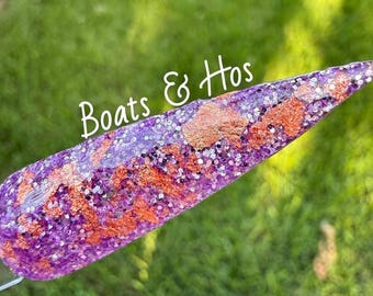 Boats & Hos Purple Fine Shimmer Glitter with Rose Gold Foils Nail Dip Powder