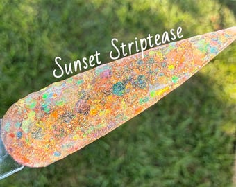 Sunset Striptease, Opal Chunky Glitter, Rainbow Reflective Nail Dip Powder, Opal Acrylic Nail Dip Powder