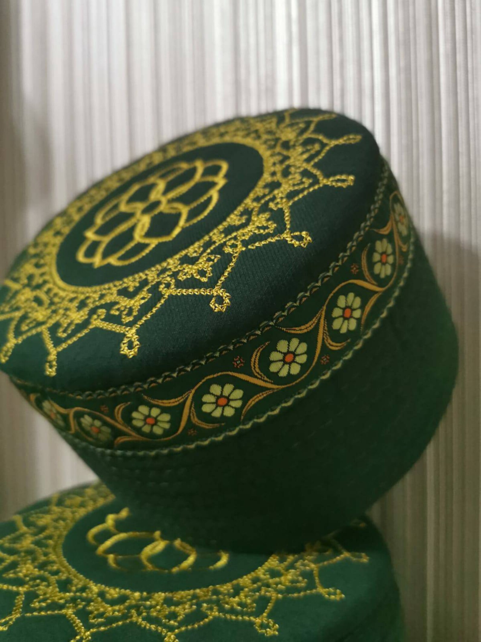 Turkish hat Green embroidered hat islamic hat kufi skull Etsy