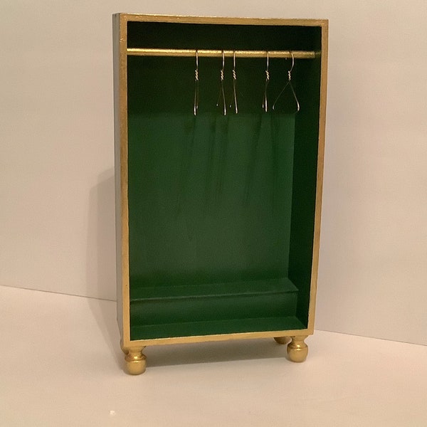 LAST ONE - 1:6 scale Open Wardrobe in Forest Green with Gold Trim - Barbie, Poppy, Disney Princess etc…