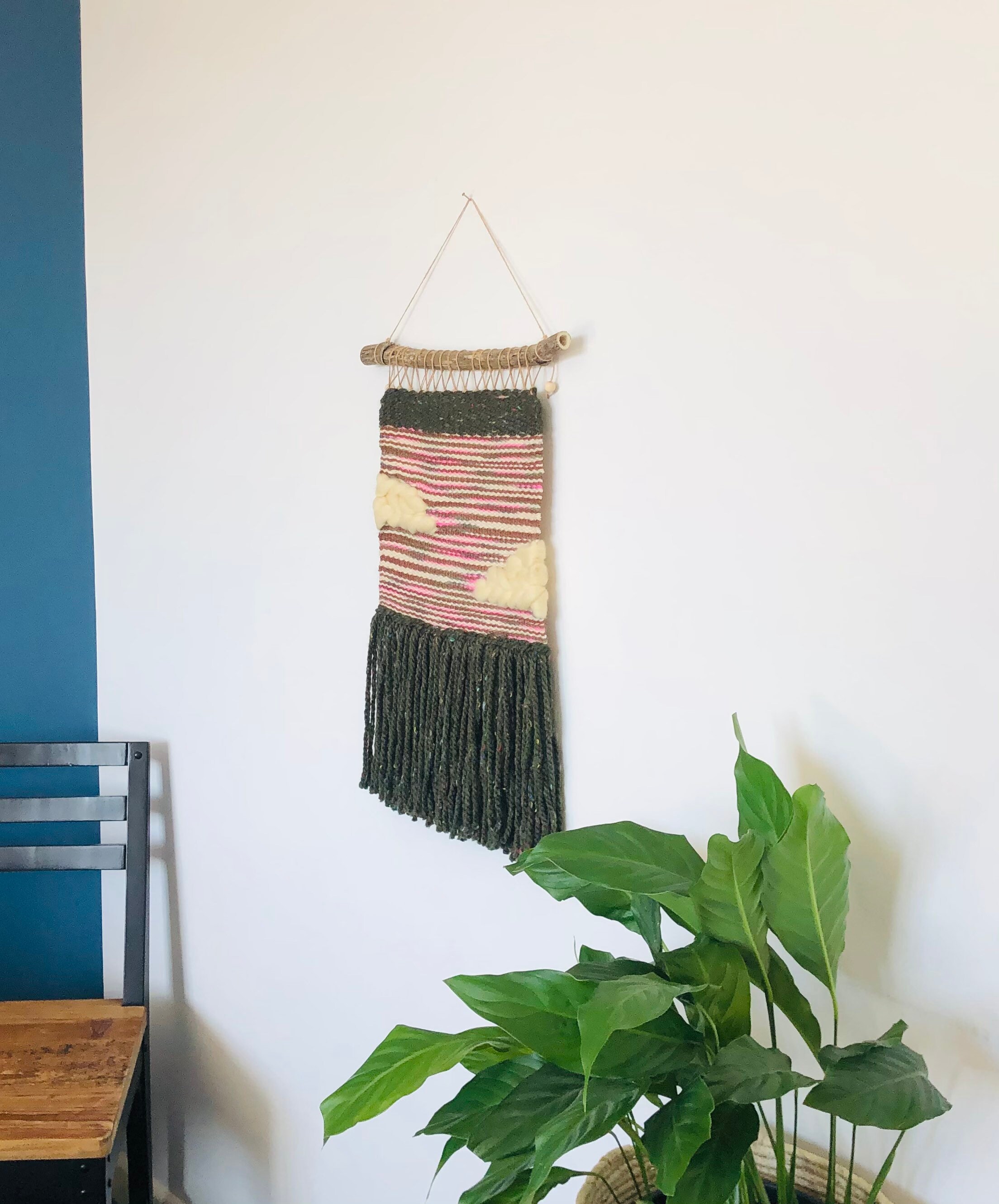 Woven Tapestry Green Wall Hanging Woodland inspired Home Etsy