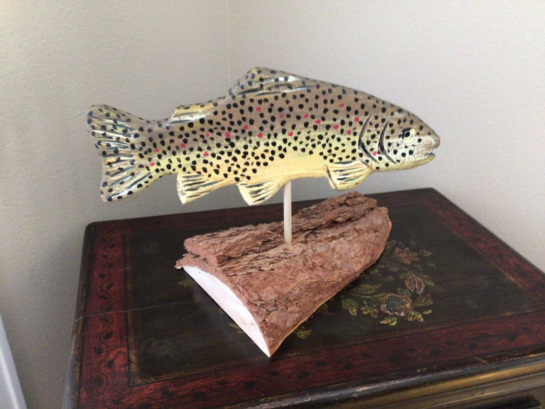 Brown Trout Or Rainbow Trout custom carved flyfishing Desk Mount gift ideas