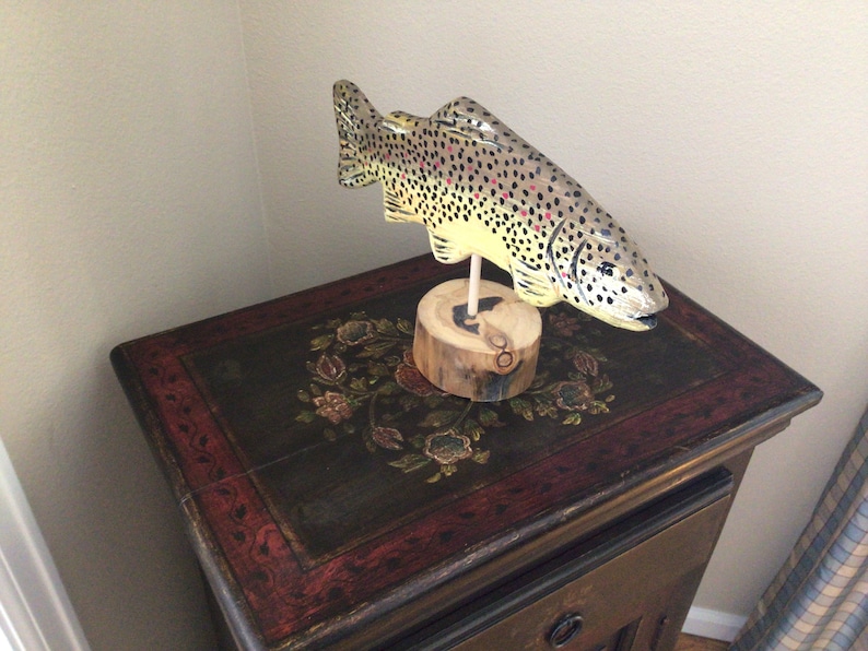 Brown Trout Or Rainbow Trout custom carved flyfishing Desk Mount gift ideas