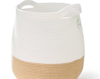 Woven Rope Storage Basket: Neutral Color Throw Blanket Basket, Living Room Decor, Laundry Basket