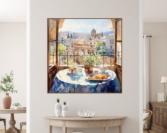 Sicily Breakfast Painting Italy Cityscape Watercolor Art Print Travel Art Poster Kitchen Wall Art Italy Art Italian Art Digital Art Download