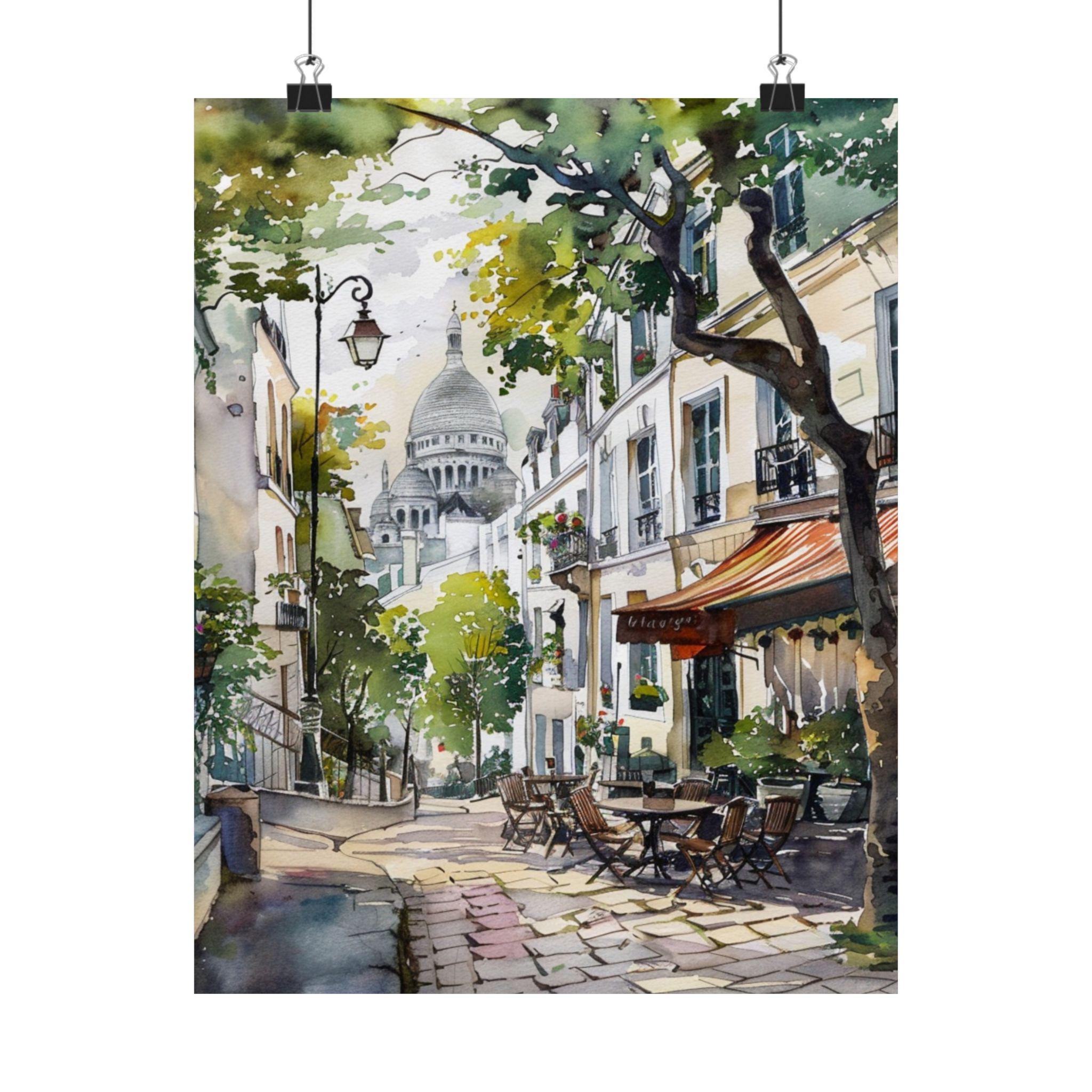 モンマルトルのパリの絵画、フランスのアートプリント、フランスの壁