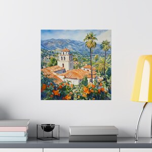 Santa Barbara Watercolor Painting: California Travel Poster Art Print, Personalized Gift image 10