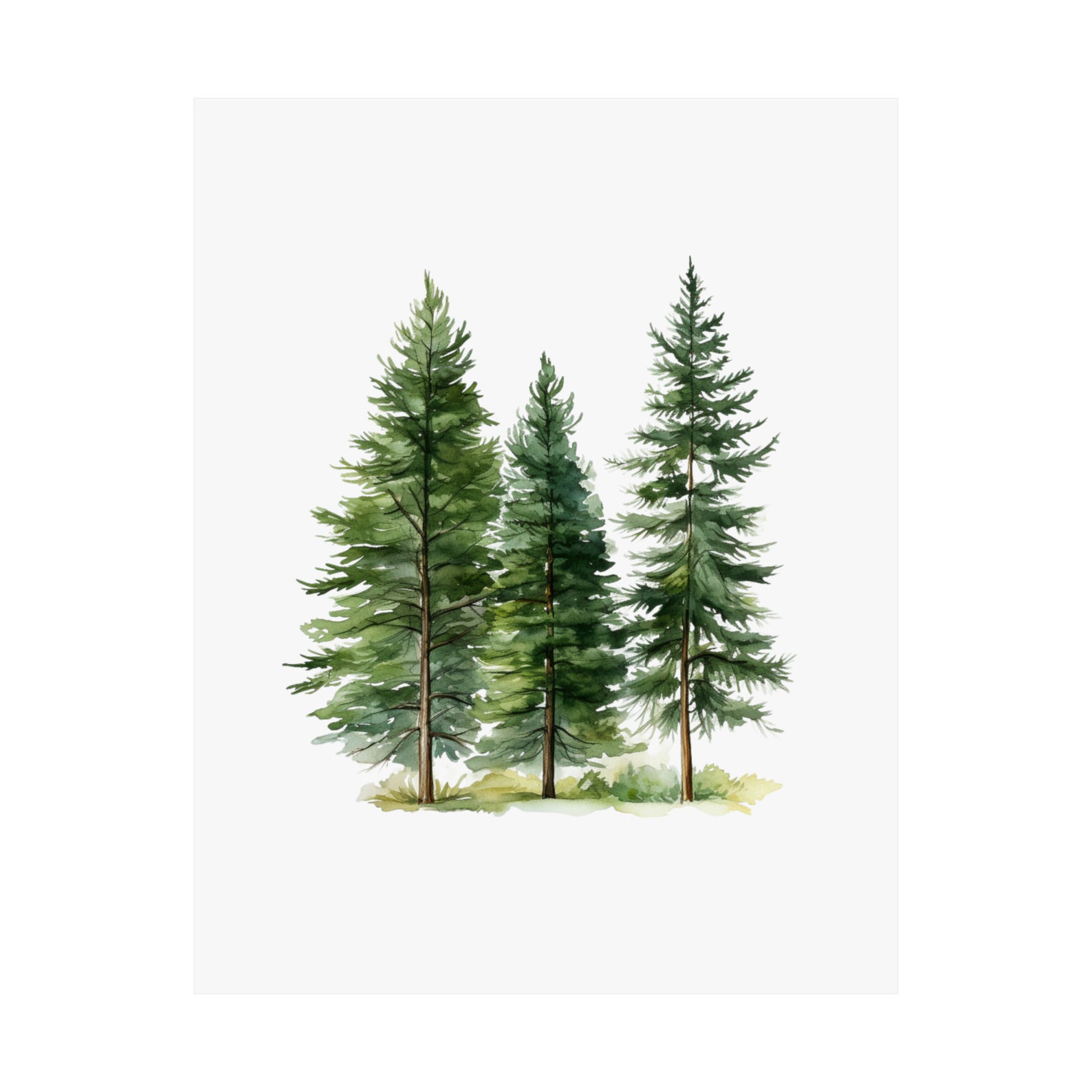 Watercolor Pine Trees Painting Misty Forest Art Print Pine Tree ...