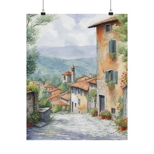 Florence Art Print, Tuscany Watercolor Painting, Countryside Italy Wall Art, Italian Cityscape, Italian Streetscape Travel Poster Gift
