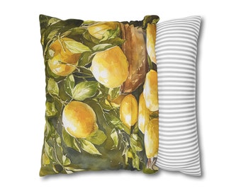 Federa per cuscino vintage con limoni italiani, federa per cuscino con albero di limone mediterraneo, cuscino decorativo, decorazioni con limoni, decorazioni italiane, limone rustico - Italia