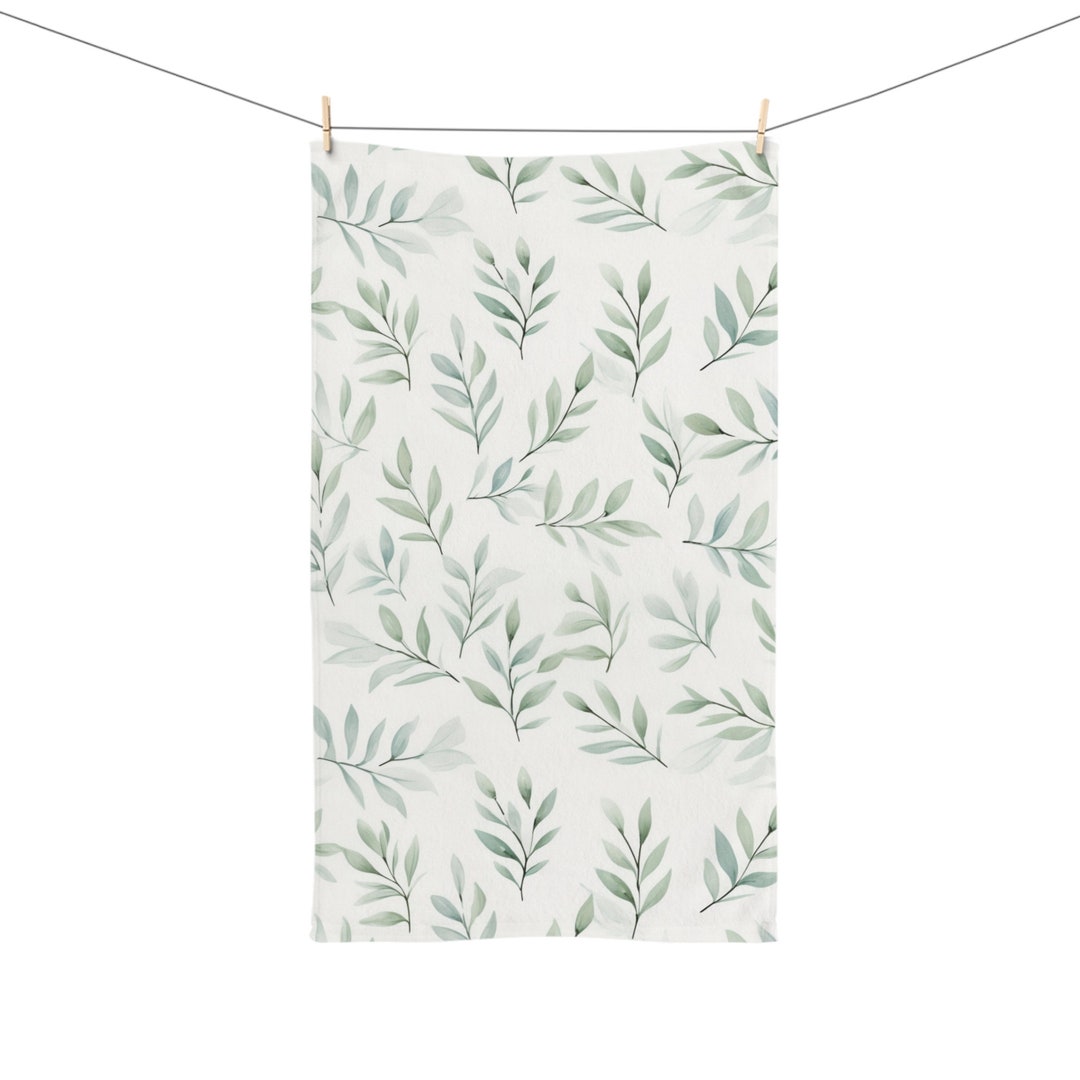Set Di 2 Asciugamani Da Cucina Con Foglie Di Eucalipto – Verde Salvia, Microfibra 40x60 Cm
