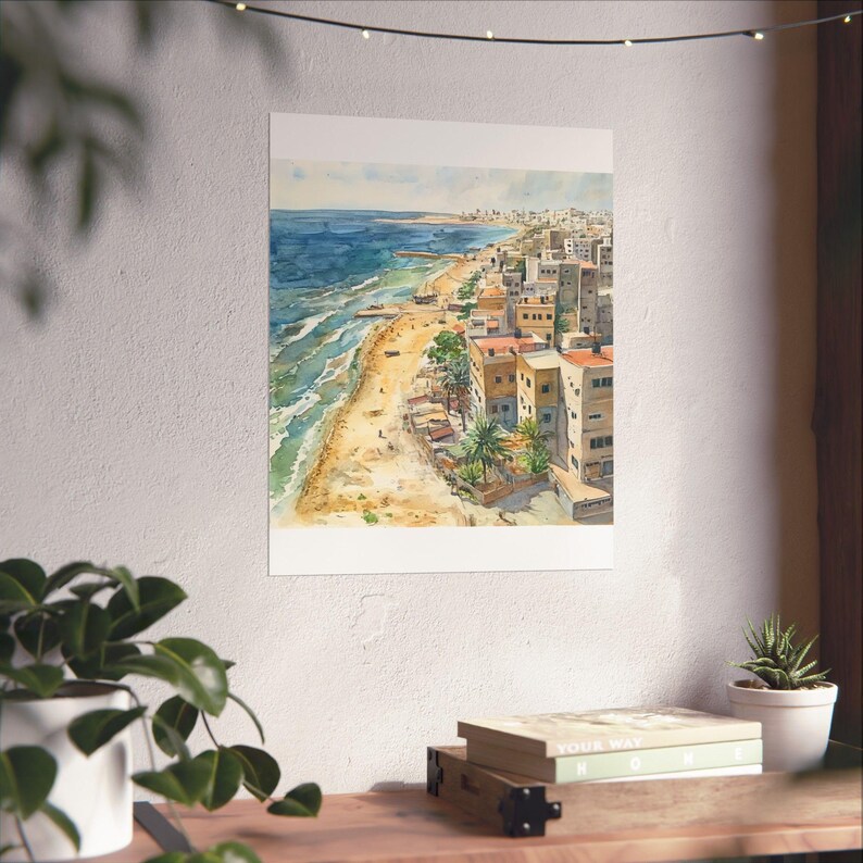 Gaza Drawing Gaza City Watercolor Art Print: Palestine Cityscape Travel Poster - Etsy