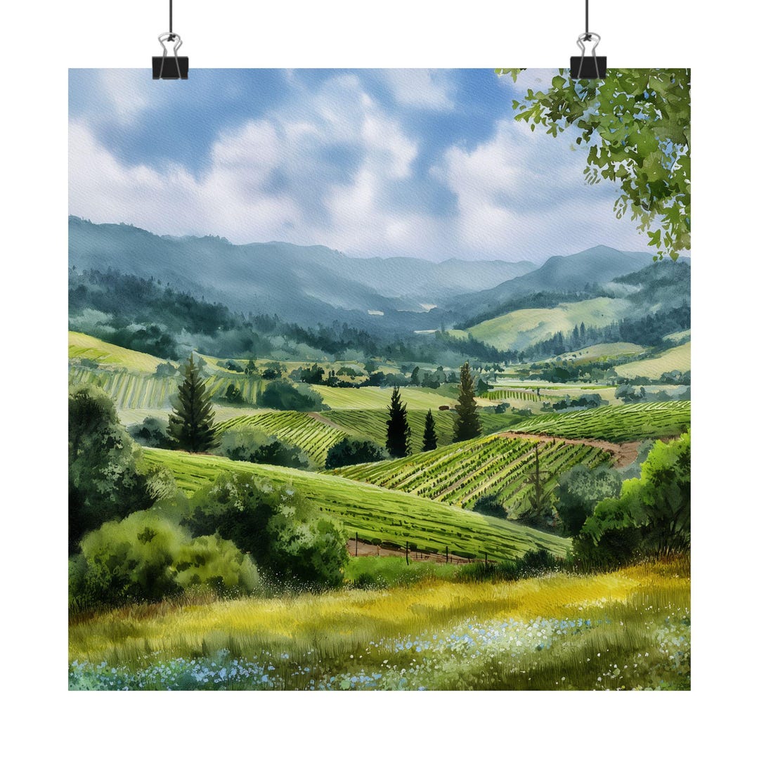 Napa Valley Watercolor Painting: California Wine Country Art Print ...