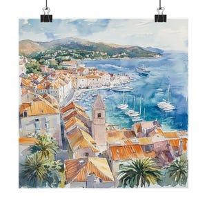 Croatia Painting, Split Art Print, Harbor Seascape Artwork, Croatian Cityscape, European Travel Poster, Europe Wall Decor, Travel Gift