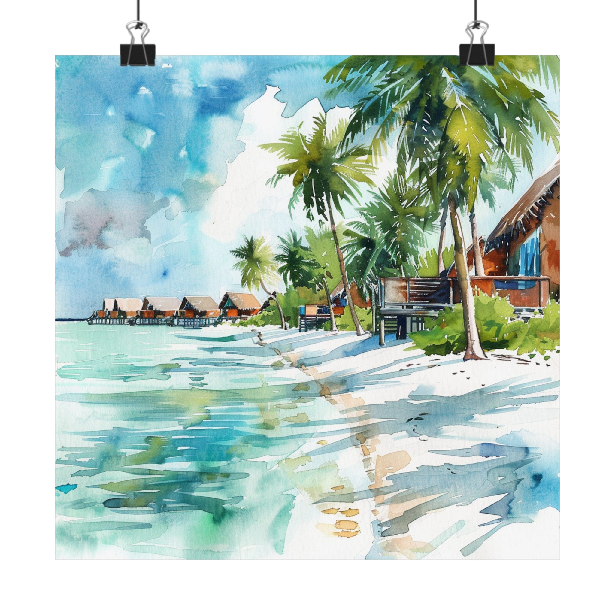 Maldives Painting Watercolor Art Print, Maldives Islands Wall Art ...