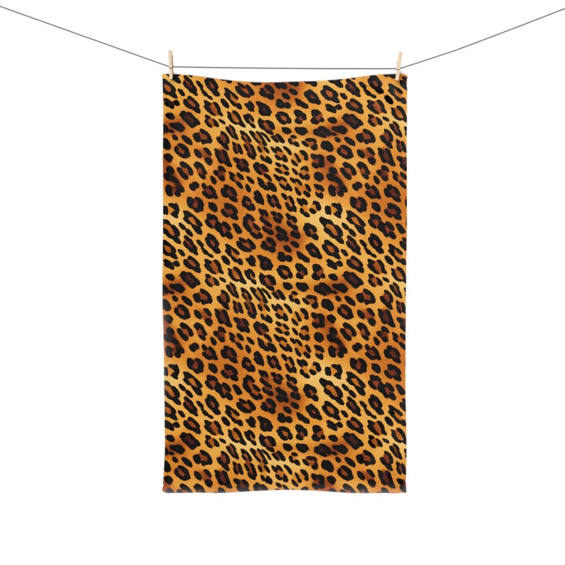 Jaguar Print Hand Towel, Animal Print Guest Bathroom Towel, Leopard