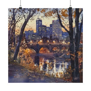 Minneapolis Print, Minnesota Wall Art, US City Watercolor Painting, Minneapolis Cityscape, Minnesota Art, Wall Decor, Travel Poster Gift