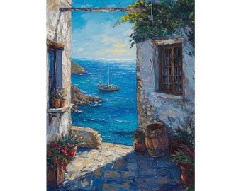 絵画　ギリシャ　スペイン　海　アート il_340x270.5700569640_mqzb.jpg