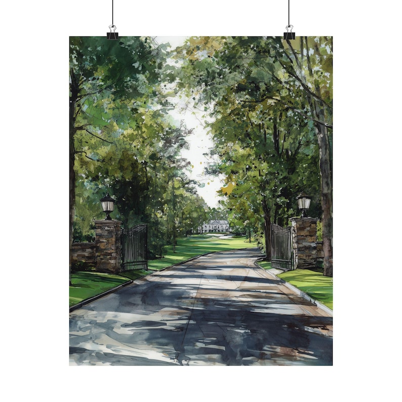 Augusta National Golf Club Art, Georgia Watercolor Painting, Masters Print, Golf Wall Art, Southern US Poster, Personalized Gift image 7