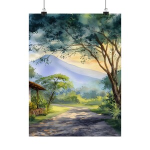 El Salvador Watercolor Art Print: Latin American Landscape Travel Poster Gift image 6
