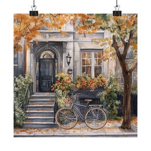 Chicago Art, Lincoln Park Brownstone Druck, Herbst Wand Kunst, Aquarell Malerei, USA Reise Poster, Reise Geschenk
