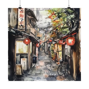 Shinjuku Alley Art, Tokyo Japan Watercolor Painting, Tokyo Wall Art, Tokyo Cityscape, Tokyo Print, Japanese Travel Poster, Tokyo Travel Gift