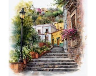 Guanajuato Mexico Watercolor Print: Mexican Art, Latin American Wall Decor, Travel Poster Gift