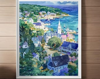 Mackinac Island Watercolor Print: Michigan Travel Poster (Digital Download)