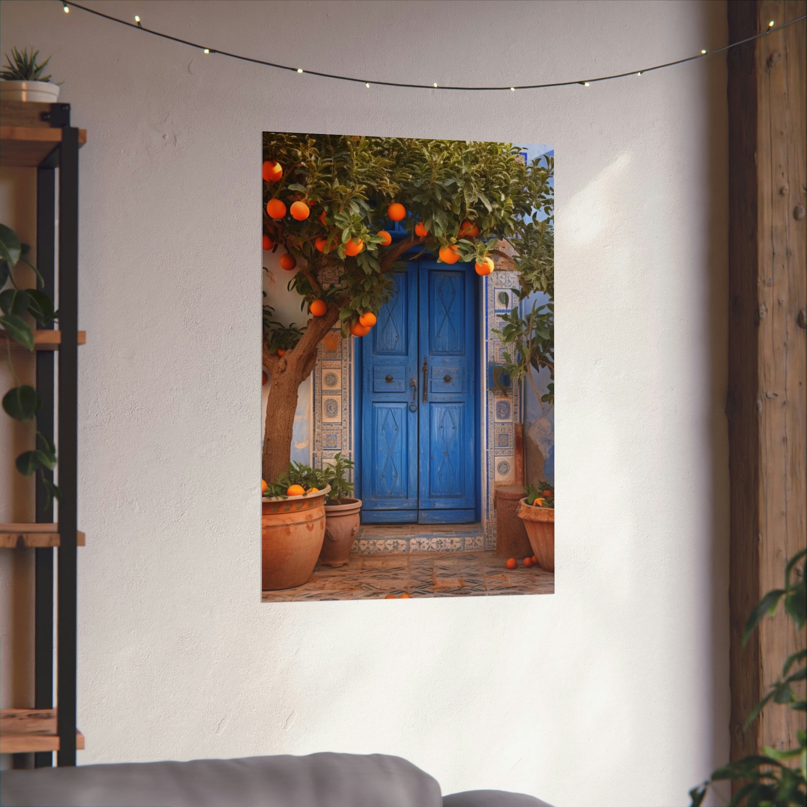 European Orange Tree Wall Art, Rustic Blue Door Photo, Travel Art ...