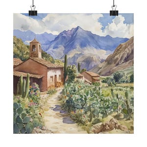Bolivia Painting, Rustic Countryside, South American Wall Art, Rural Latin American Art Print, Travel Poster, Travel Gift