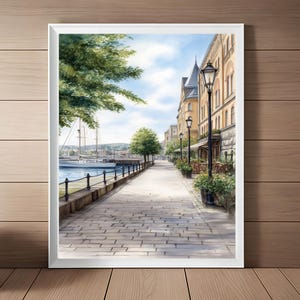Oslo Norway Watercolor Print: Scandinavian Travel Art (Digital Download)