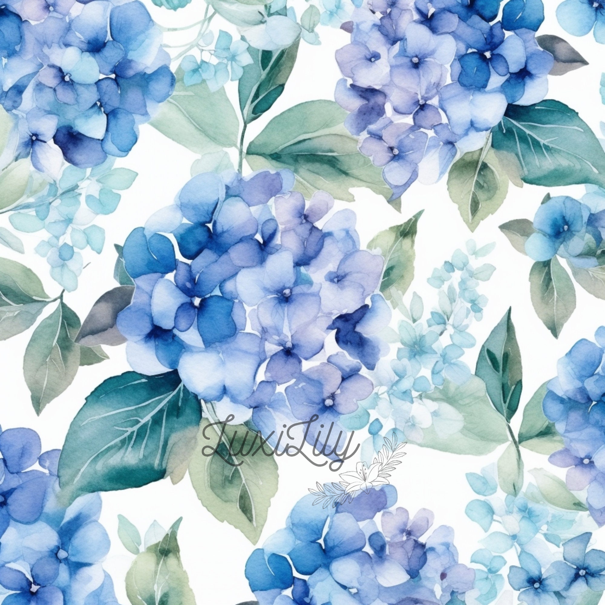Hydrangea Set of 2 Prints, Watercolor Hydrangeas Wall Art, Summer Blue ...