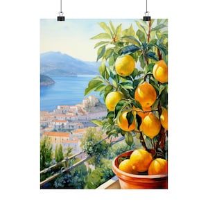 Amalfi Coast Lemons Art Print, Lemon Tree, Lemon Baskets European Art Sorrento, Positano, Capri, Italy, Mediterranean Sea View, Travel Photo