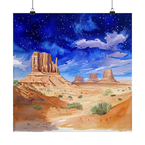 Monument Valley Art Print, Utah Wall Art, Western US Watercolor Painting, Utah Landscape Print, USA Wall Decor, Travel Poster, Travel Gift