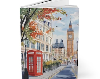 London Travel Journal: Big Ben Hardcover Lined Notebook (A5)