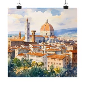 Florence Painting, Italy Art Print, Italian Watercolor Print, Colonial Cityscape, European Travel Poster, Italy Travel Gift